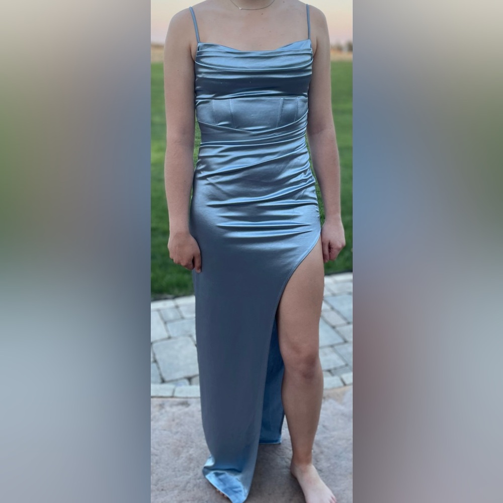 Women’s long blue dress